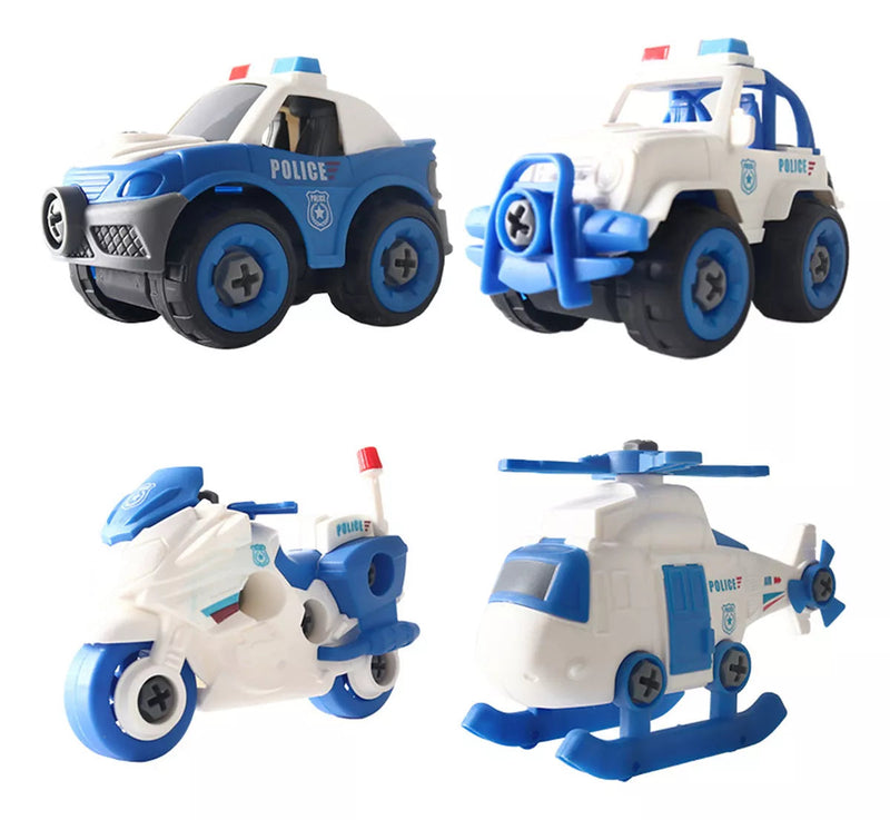 Kit Carrinhos da Polícia Infantil Para Crianças 4 Carrinhos