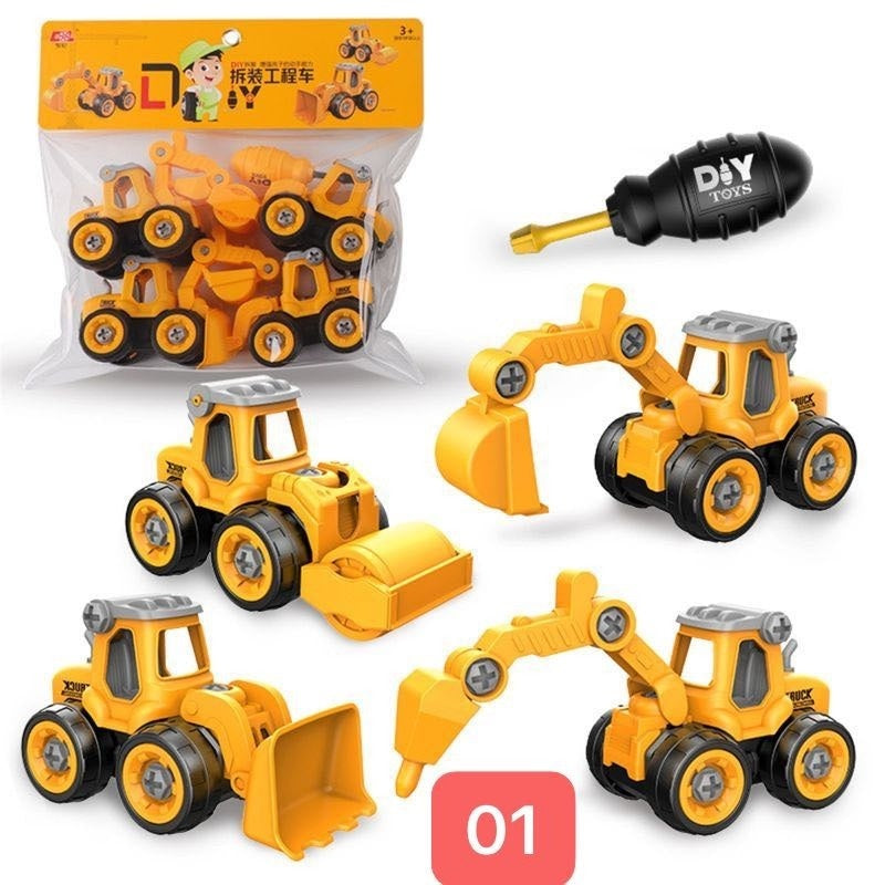 Kit 4 Tratores De Construção Desmontáveis 4x1 Para Crianças