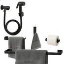 Kit Acessórios de Banheiro Preto de Alumínio